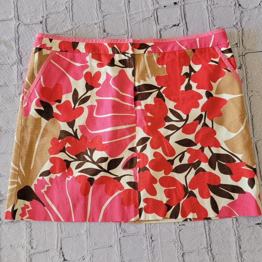 J.Crew Pink Tan Mini Skirt Sz L NWOT